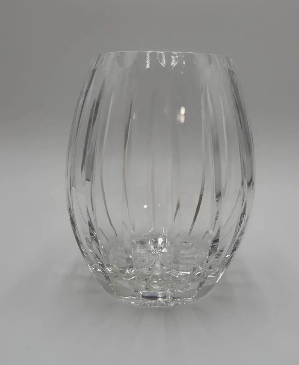 Lead Crystal Vertical Vase 7.5” By 6” With 4” Heavy vintage